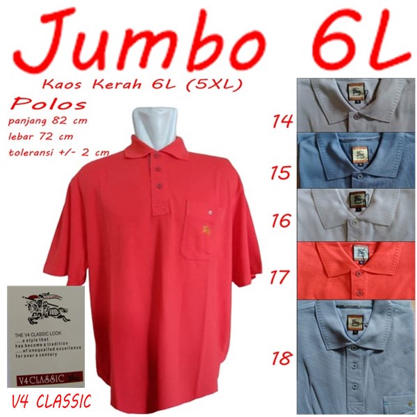 Kaos kerah jumbo 6L ( 5XL) polos dan kombinasi kerah bahan 100% katun adem dan nyaman
