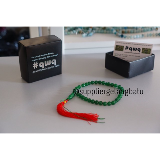 tasbih batu tangan GIOK HIJAU Cutting 8mm 33 butir premium tasbeh akik fashion craft grosir supplier