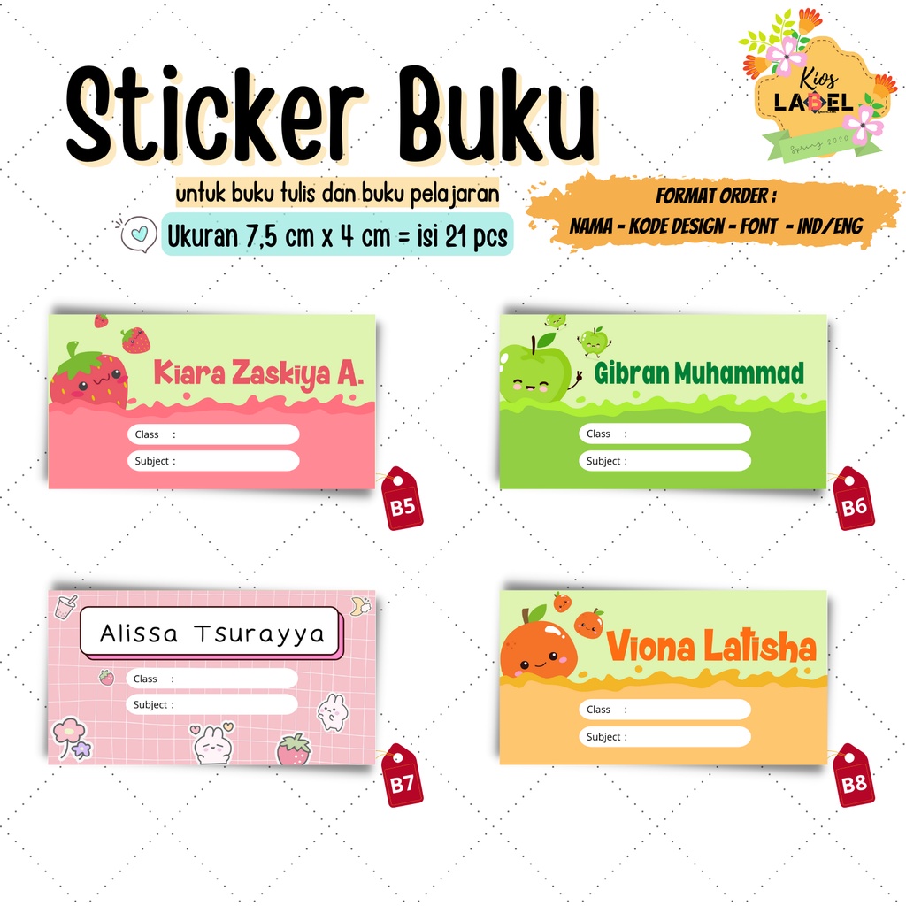 

[21 PCS] Stiker Label Nama Buku Pelajaran Warna Mengkilat Glossy Bisa Ditulis, Stiker Mata Pelajaran