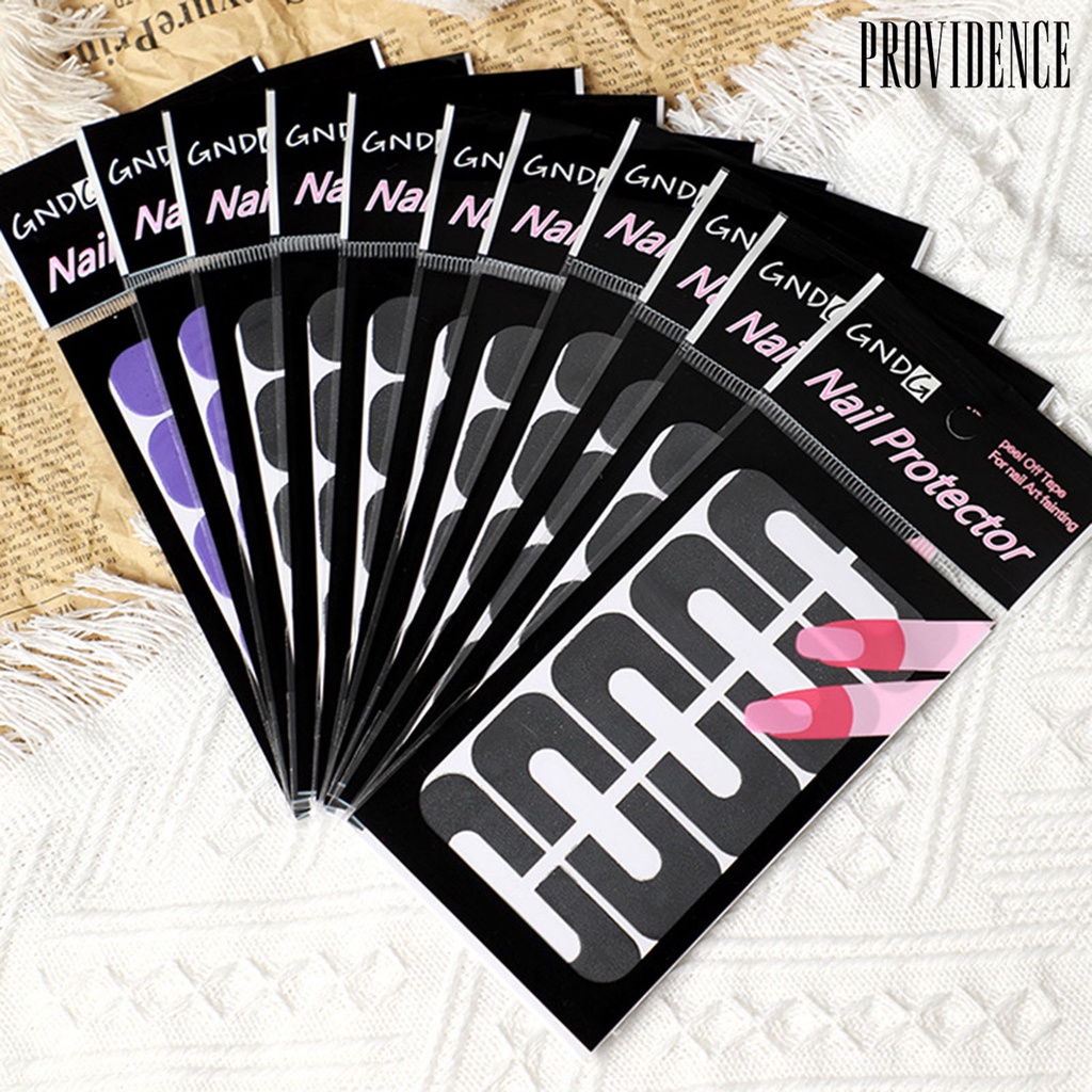 Providence 10pcs / Set Stiker Pelindung Ujung Kuku Ultra Tipis Anti Tumpah Untuk Salon