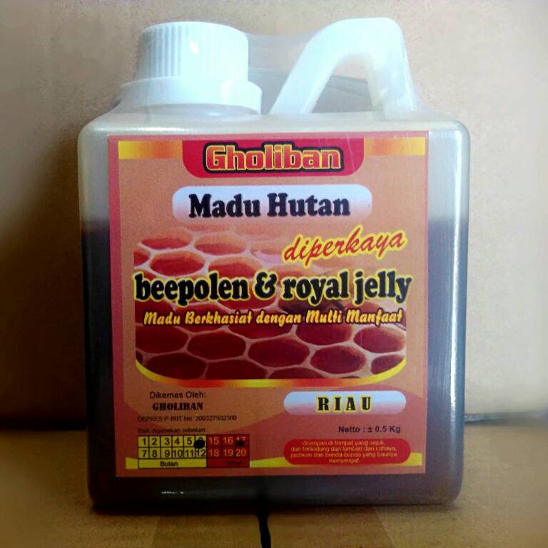 

HOT SALE TERLARIS Madu Hutan Riau Gholiban Plus Bee Pollen Dan Royal Jelly 500 Gram