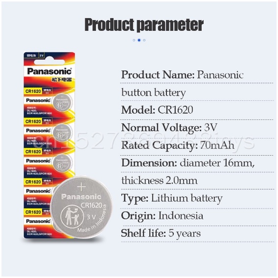 5 PCS 100% Asli PANASONIC CR1620 CR 1620 3 V Baterai Lithium Untuk Menonton Kalkulator Jam Remote