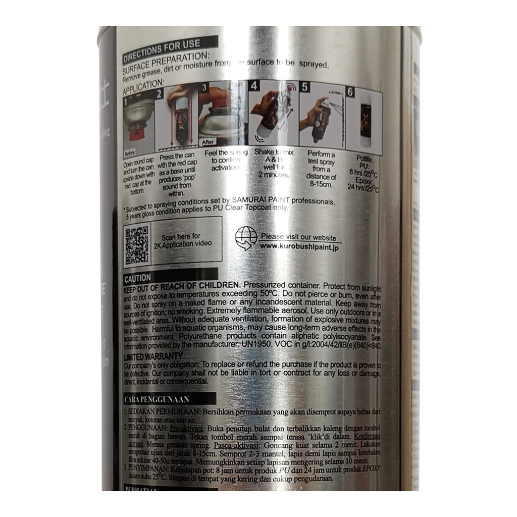 Samurai Paint Silver Grey 2K06 Anti Karat Epoxy Metal Primer 400 ml - Cat Semprot