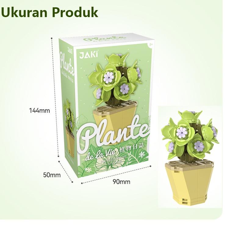 Stock Baru JAKI Mini Block Succulent Pot Tanaman Imitasi Buket Partikel Kecil Blok Bangunan Lucu Kreatif Ornamen Bangunan Mainan Hadiah