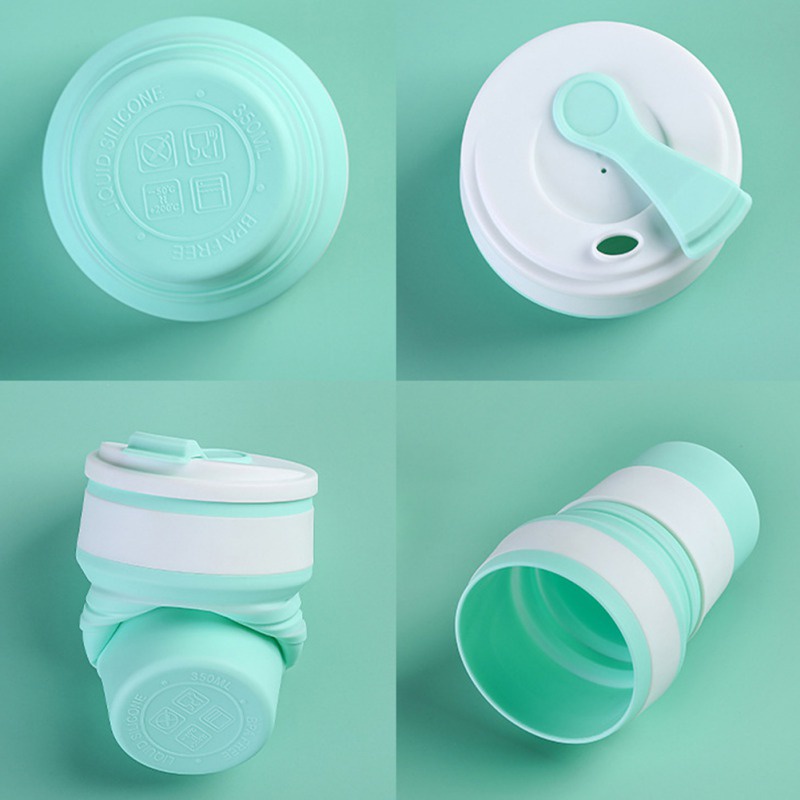 Cangkir Air Minum Lipat Portabel Bahan Silikon Ukuran 350ml Untuk Travel