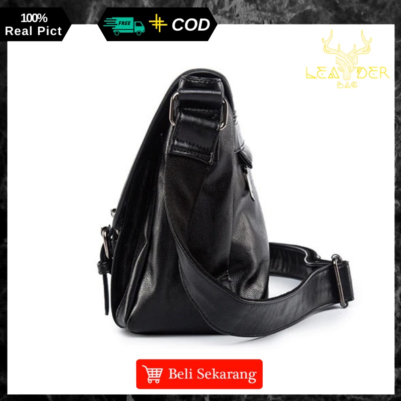 Tas Selempang Kulit Pria Model Terbaru Warna Hitam Berkualitas Atau Tas Messenger Laptop Import B10