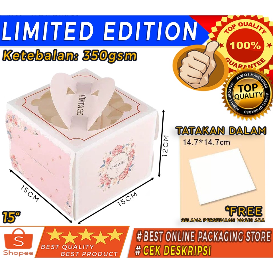 

DUS KUE KERTAS CANTIK UKURAN 15X15X12CM - JP1506