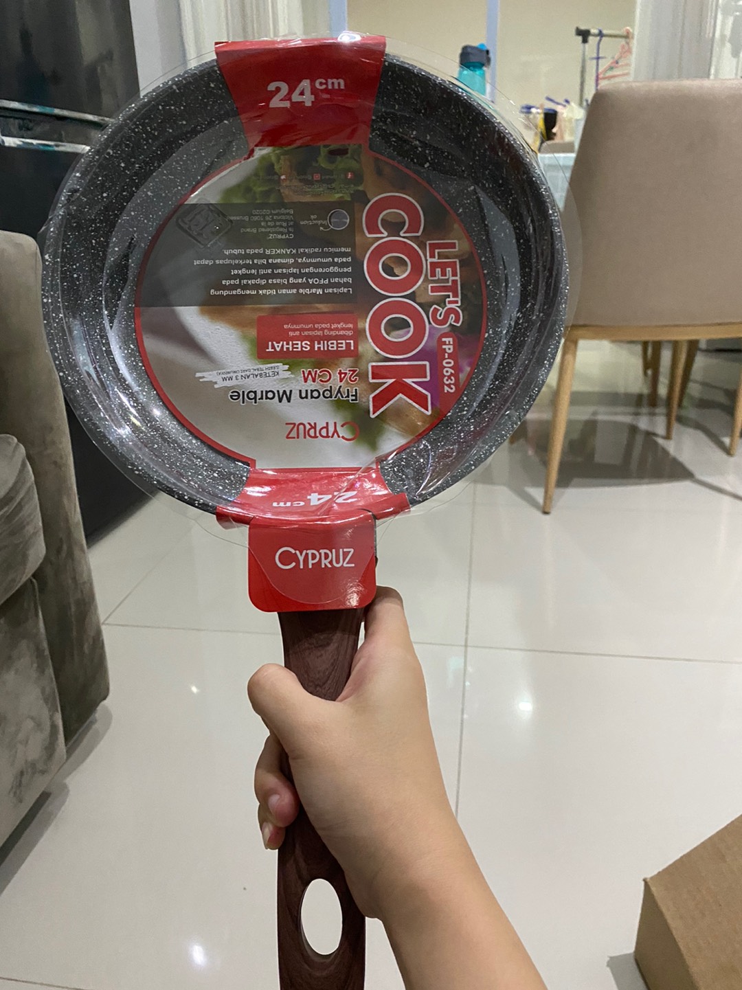 Cypruz Frying Pan Keramik Tanpa Minyak 24cm | Wajan Marble | Penggorengan Anti Lengket | Teplon
