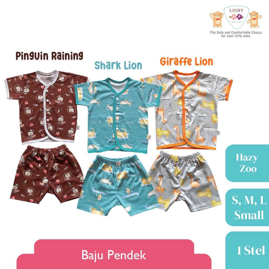 LIBBY Stelan Baju Pendek  Motif Hazy Zoo