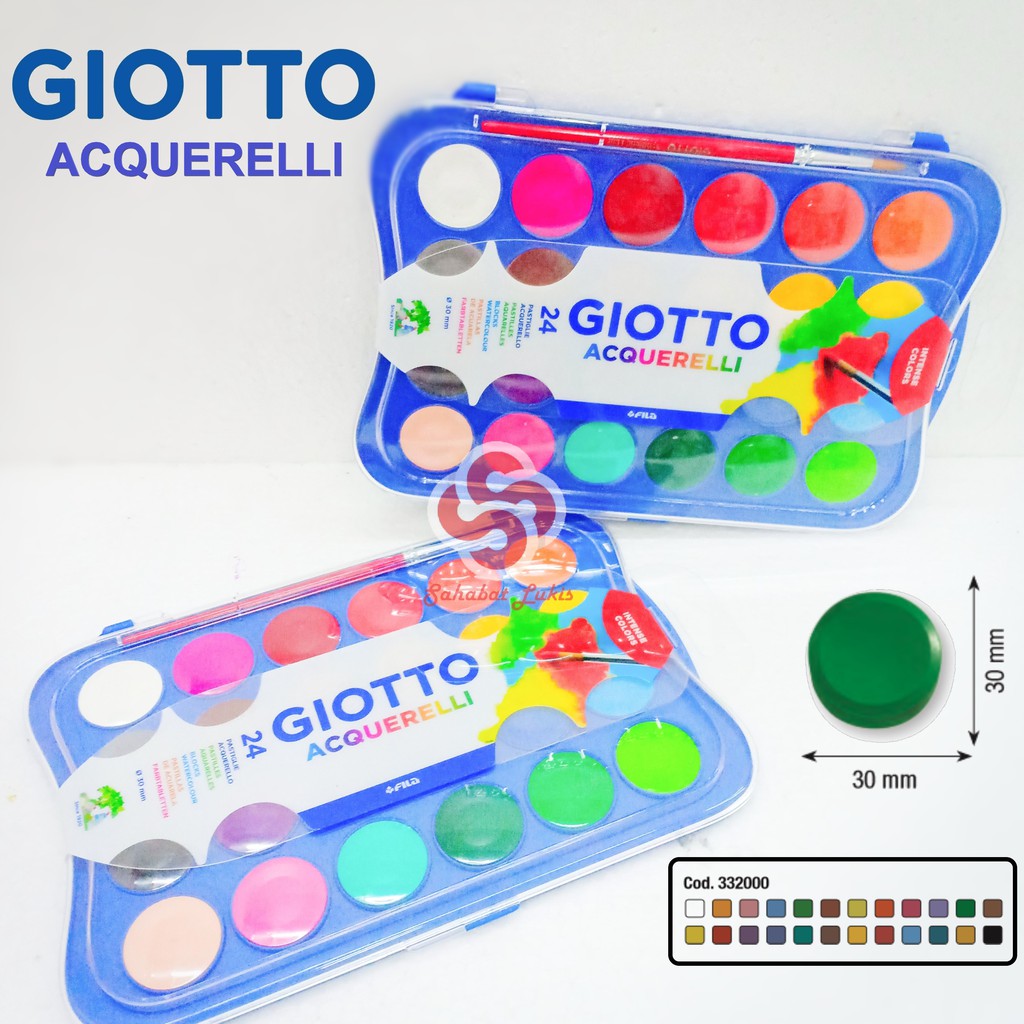 

Giotto Acquerelli 24 Warna (Water Color Cake /Cat Air) / Watercolor Giotto 30mm