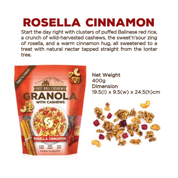 Yava East Bali Cashews Granola Rosella Cinnamon 400gr Oats Sereal Oatmeal Yava