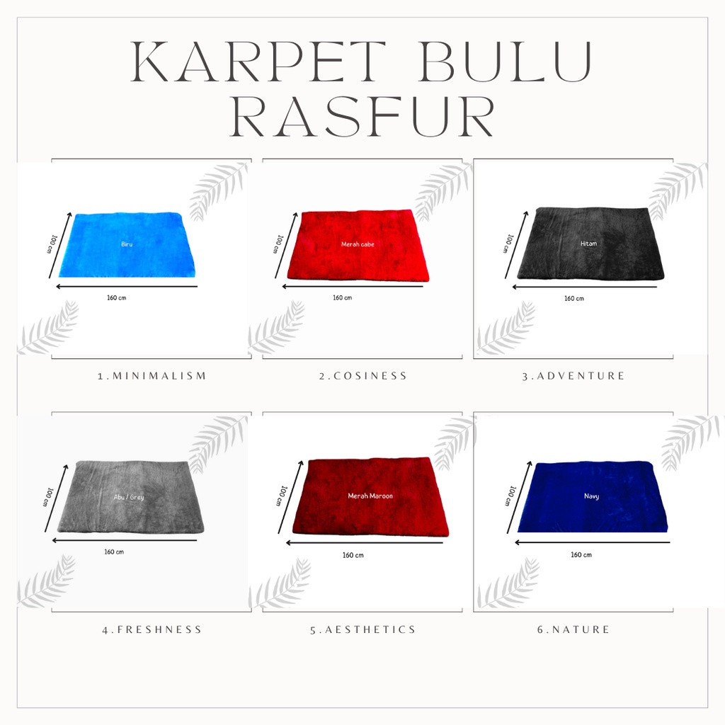 Karpet bulu rasfur aestetich tidak rontok ukuran 160cm x 100cm