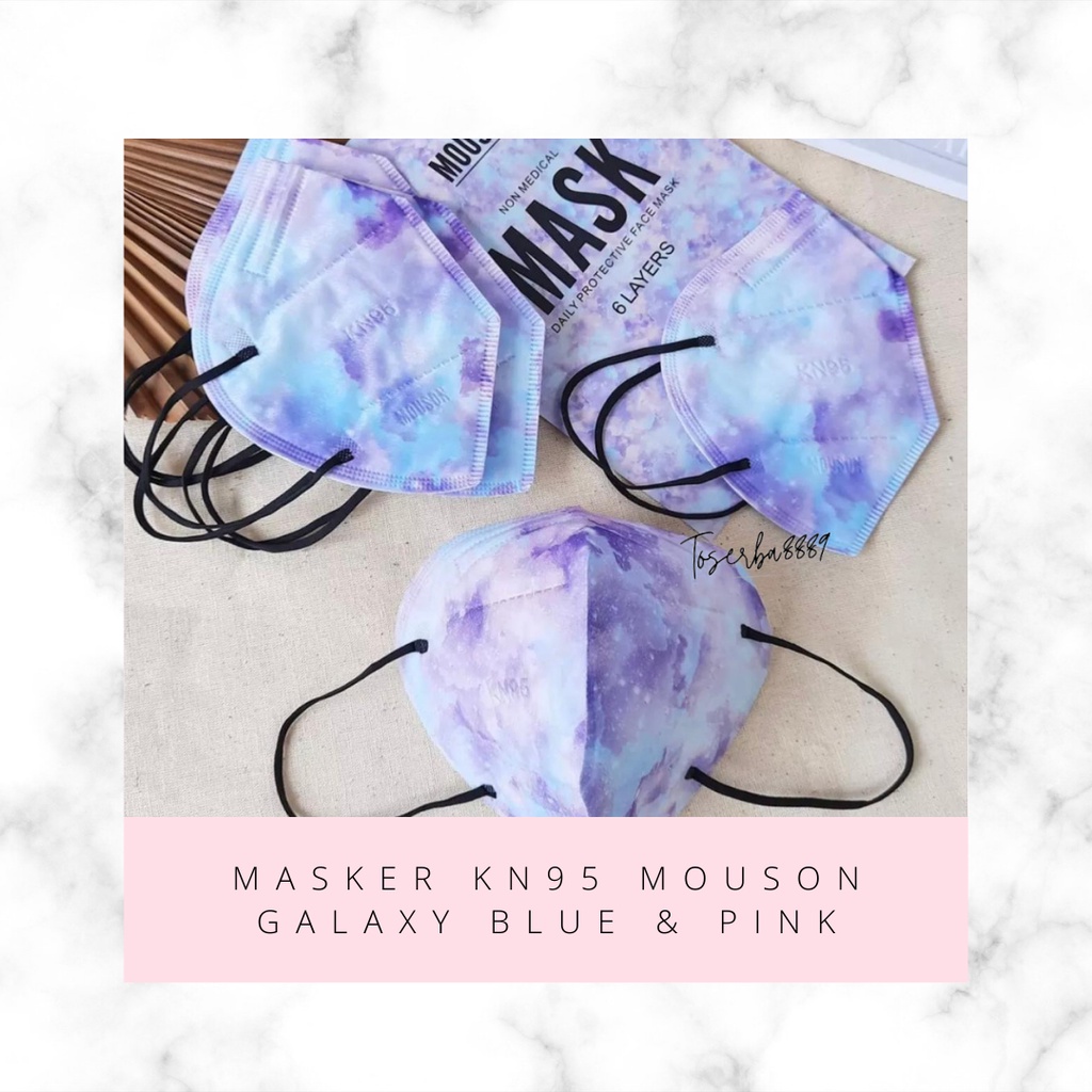 MASKER KN95 MOUSON 5PLY / MASKER MOUSON 5 LAPIS ISI 10PCS / MASKER KN95 MILENIAL GALAXY MARBLE