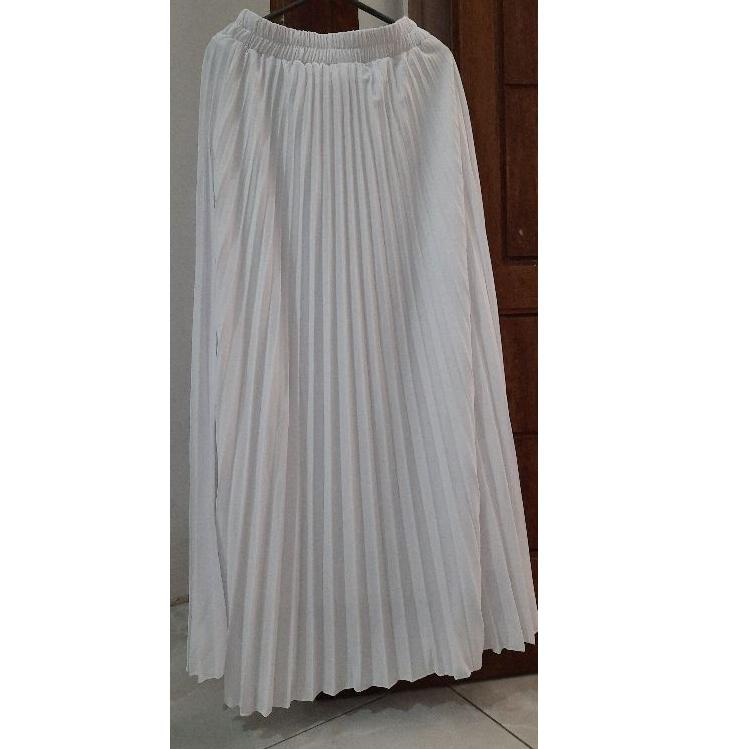 Paling Laris Rok plisket putih furing premium import