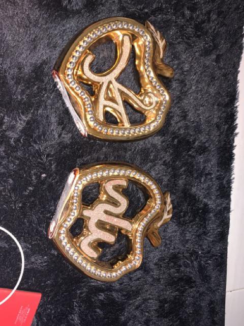 Pajangan Keramik Allah & Muhammad Diamond Gold Apel 2pc T:21cm Bb767