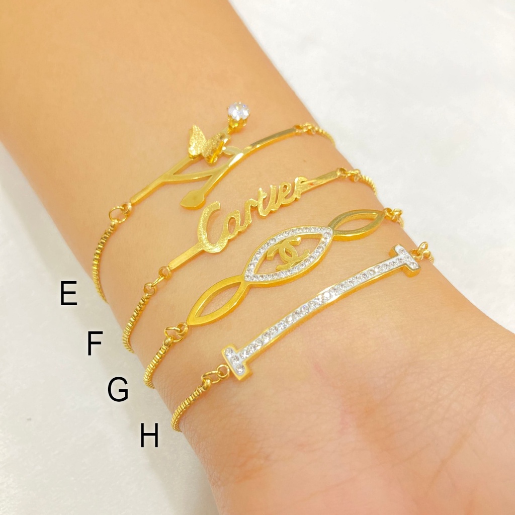 Gelang Serut Titanium Macam Model Warna Gold Gelang Anti Karat Aksesoris Fashion