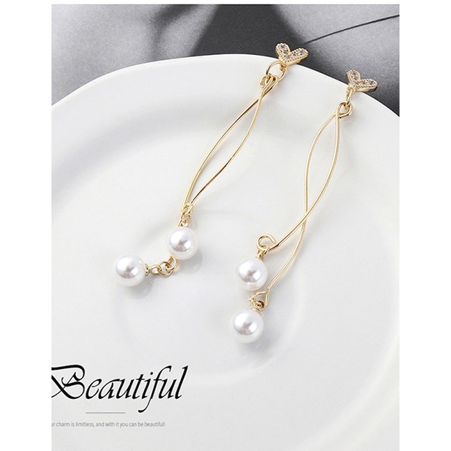 LRC Anting Tusuk Fashion Gold Plated Gold Small Love Fringed S925 Silver Needle Earrings Y61964