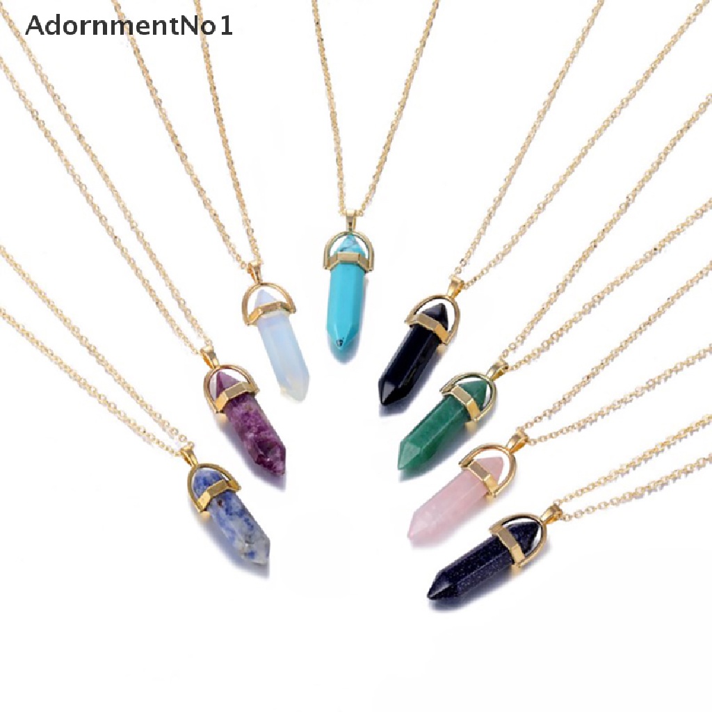 (AdornmentNo1) 1pc Kalung Rantai Liontin Batu Kristal Vulkanik Alami Gaya Rock