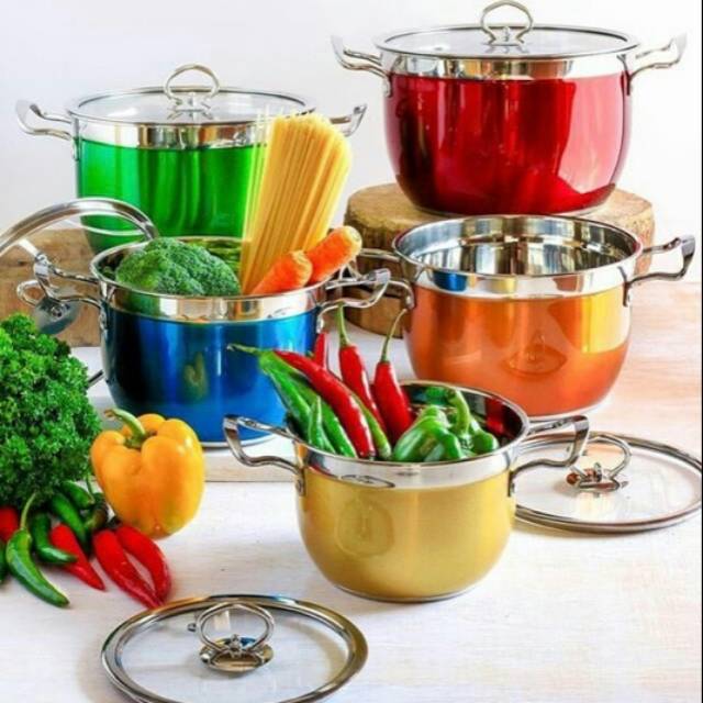 Panci Set Vicenza Warna Warni Stainless Steel V510
