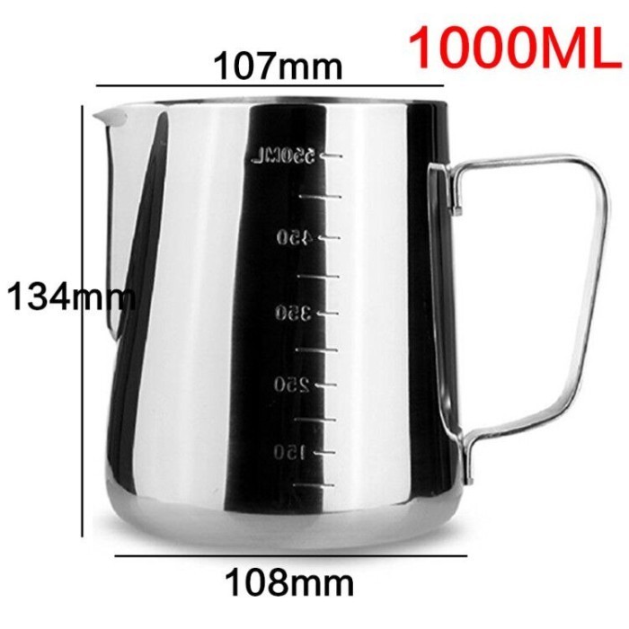 Milk Jug Gelas Ukur 1 Liter Stainless Steel Latte Art Pitcher Kopi