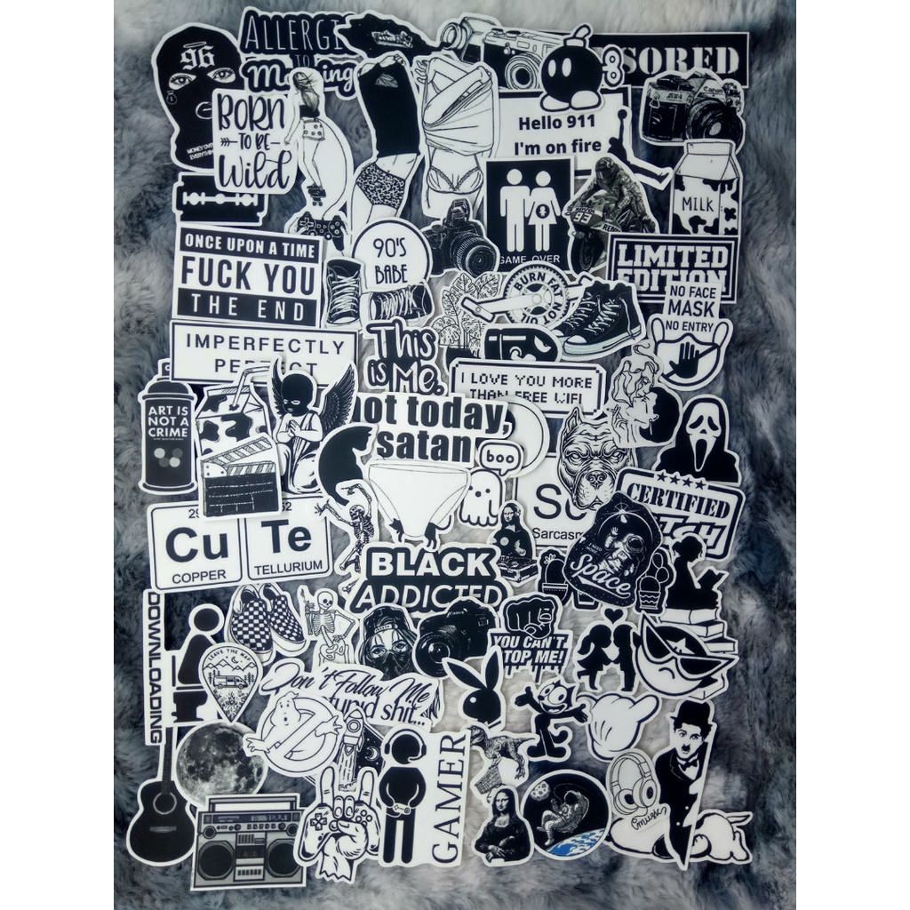

75+Pcs / Sticker Black n White 2 / Anti Air / Sticker Aesthetic / Sticker Journal / Sticker Thmblr / Sticker Helm