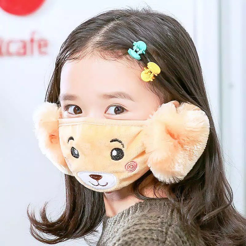 EARMUFF MASKER MASKER ANAK KARAKTER LUCU/UNIK BULU MURAH ANTI DEBU DAN VIRUS USIA 2 - 6 TAHUN MASKER