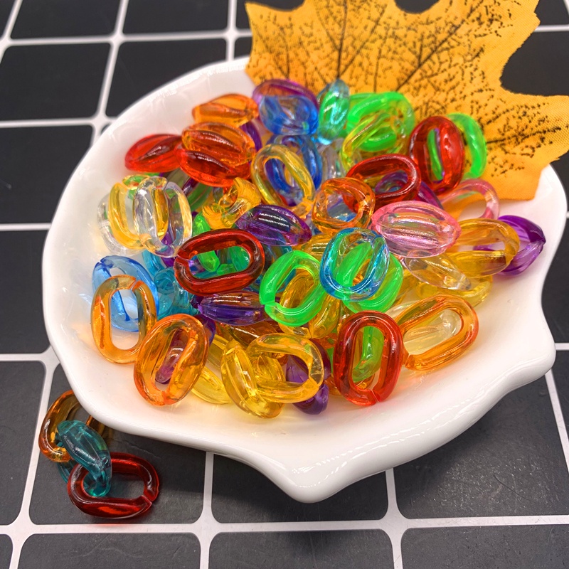 50pcs / 15x10mm 26 Warna Rantai Akrilik Untuk Membuat Perhiasan