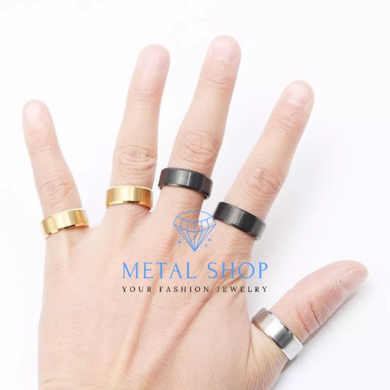 Cincin Titanium Pria Wanita Warna Doff Anti Karat