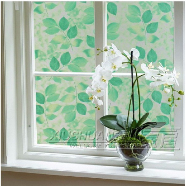 Stiker Kaca Motif Daun Hijau Besar Ukuran 45 x 100cm KCMS016