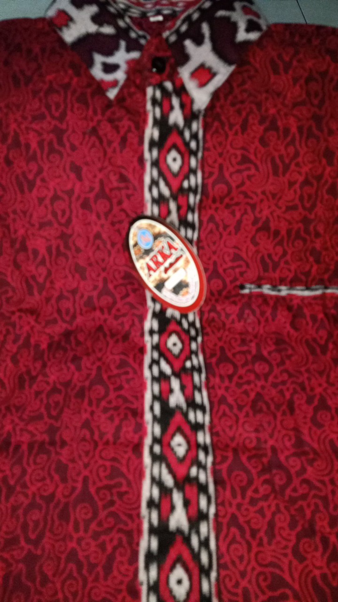 Kemeja Batik Pria Modern Jumbo Motif Mega Mendung Merah