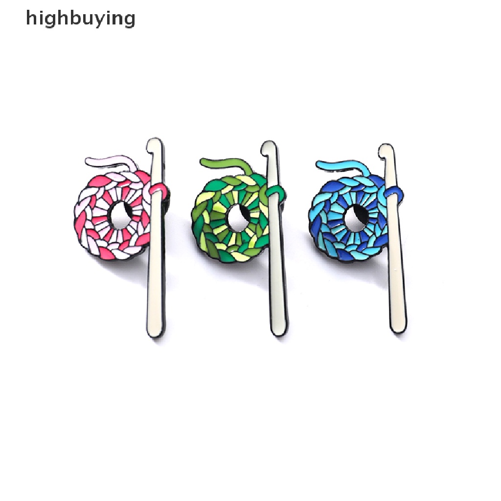 Hbid Bros Pin Enamel Desain Bola Wol Rajut Crochet Untuk Aksesoris Sweaterkerah Pakaian Wanita