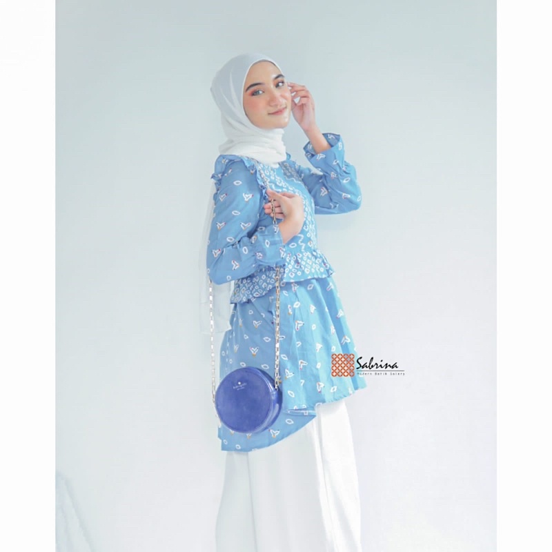 Zenia Blouse Atasan Batik Kerja Kantoran Wanita Cantik Modern Kekinian Premium