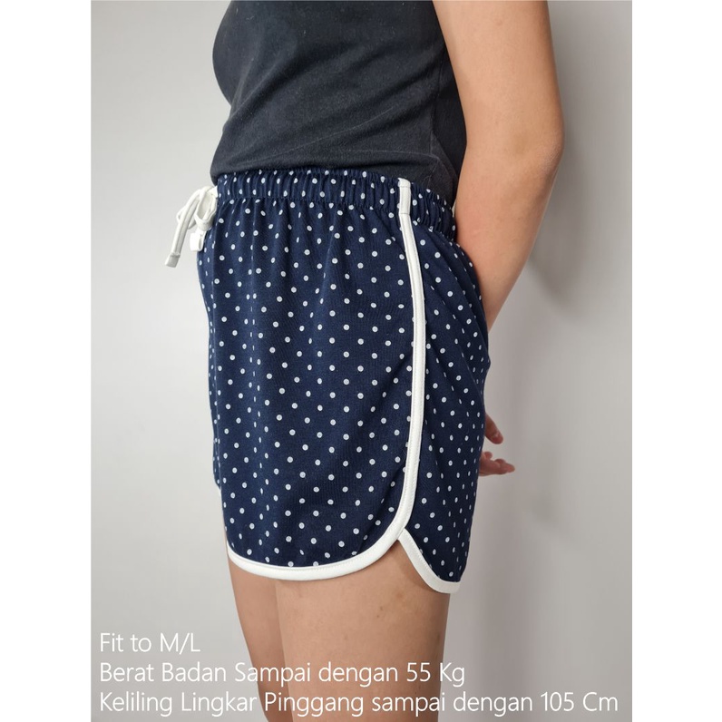 Celana Pendek Wanita Katun Fit To M/L navy polkadot