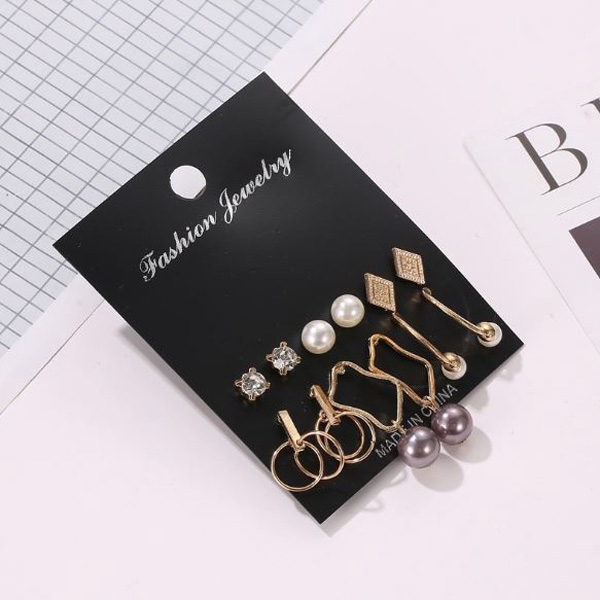 anting set 6 pasang pearl geometric set earrings 3D2  jan204