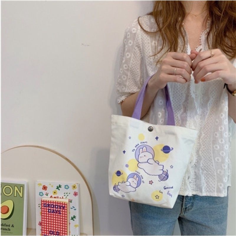 NANA TOTE BAG CANVAS IMPORT CUTE INS RABBIT/TAS CANVAS UNYU SERBAGUNA