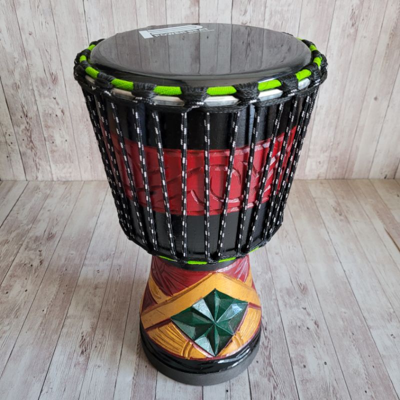 Gendang Kendang Jimbe Djimbe Reggae Spesial Head Mika 8 inch Power Beat Motif Ukir Super