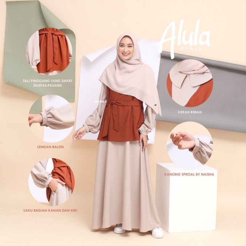 NAISHA OFFICIAL - Alula dress naisha | dress 3 in 1 READY Dress overall | dress premium | dress tali / alula dress / gamis tali gamis terlaris dress dress promo gamis overall vest rompi gamis naisha gamis lebaran | baju lebaran | gamis idul fitri