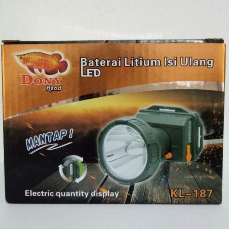 ERT.22Jn22ᴶ - Senter kepala DONY KL-187 putih KL- 187 Mantap 20W + Lampu LED Indikator Battery
