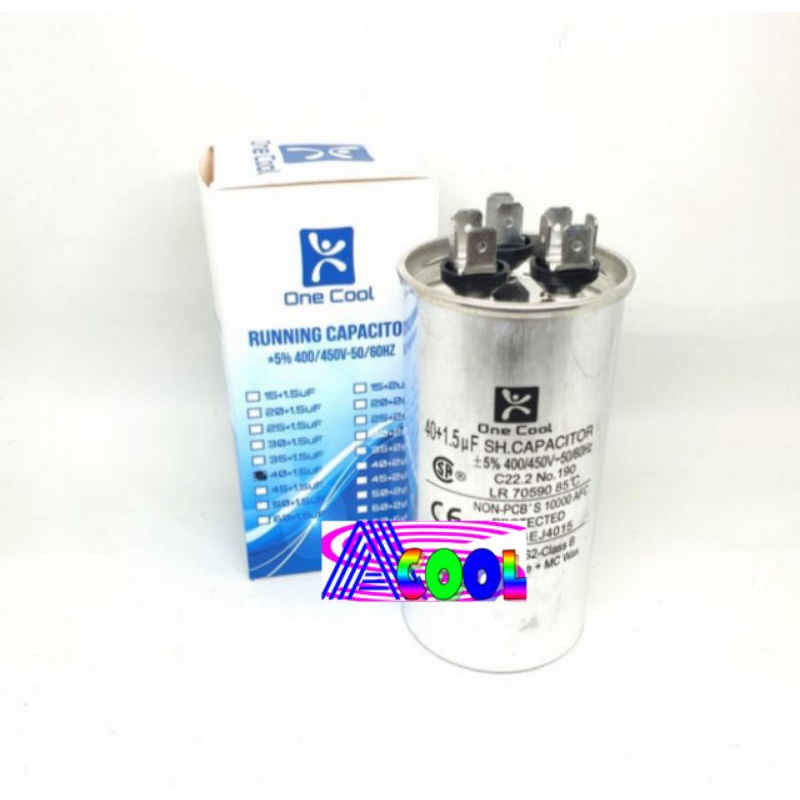 Kapasitor AC 40+1,5 uf 3 Soket/Running Capacitor-Kapacitor 40+1,5uf