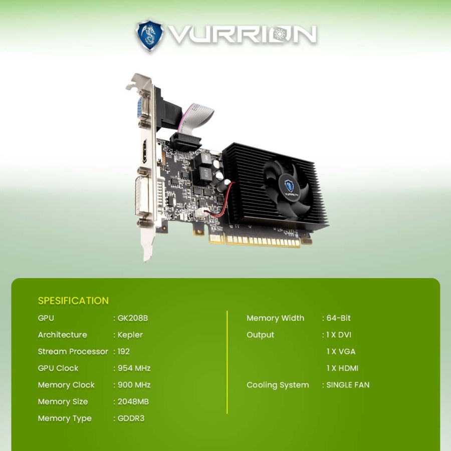 VGA NVIDIA VURRION GT 710 / GT710 LP 2GB DDR3 64-BIT