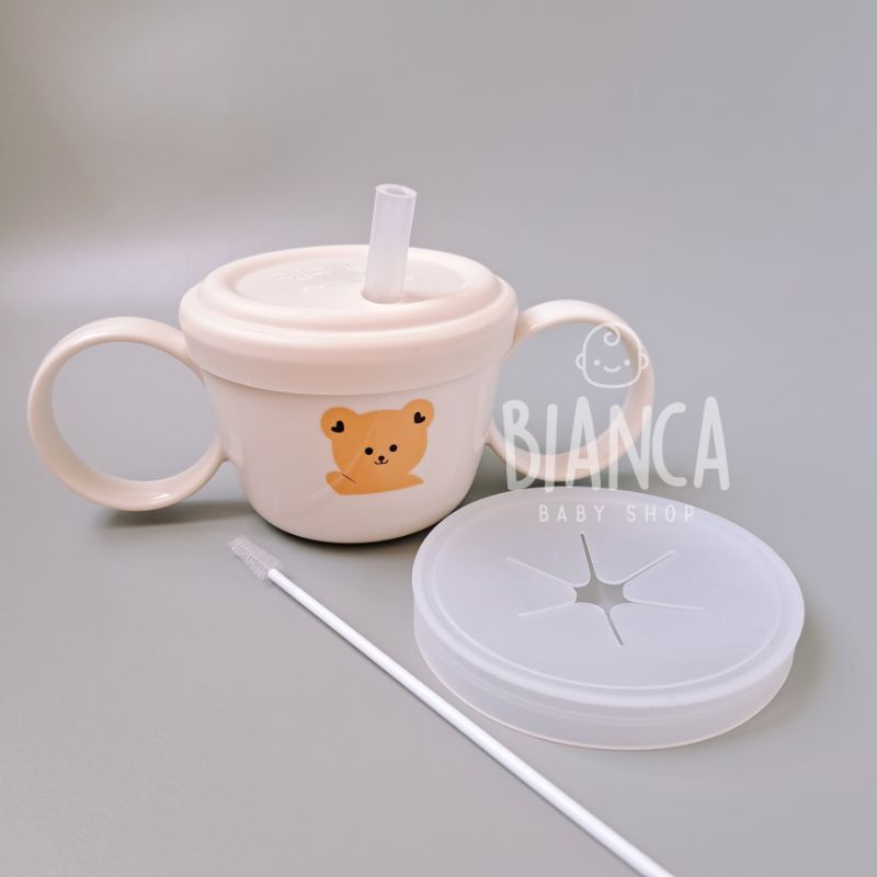 BIANCA - BEAR SERIES Gelas Training Cup Anak + Tutup Snack 2 in 1