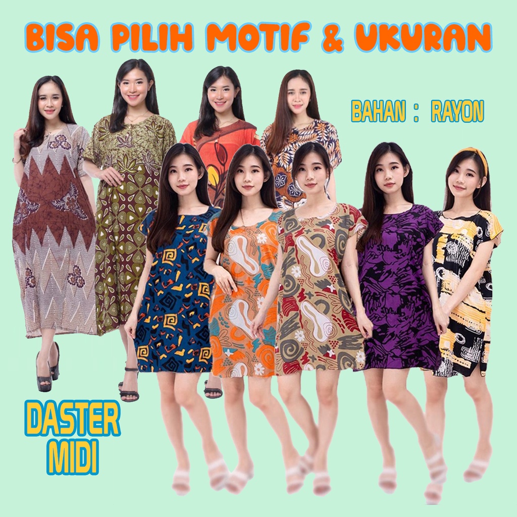 [COD] Daster BISA PILIH MOTIF &amp; UKURAN Daster Kekinian Daster Midi Bahan Rayon Panjang/Selutut/Mini