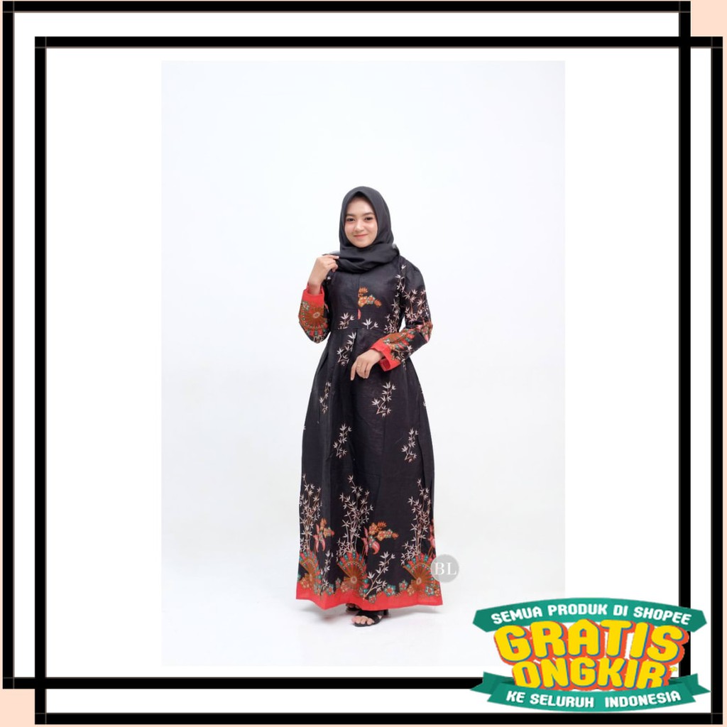 MOTIF TERBARU MODEL KOREA BATIK KEKINIAN SEMARANG / gamis batik motif kipas