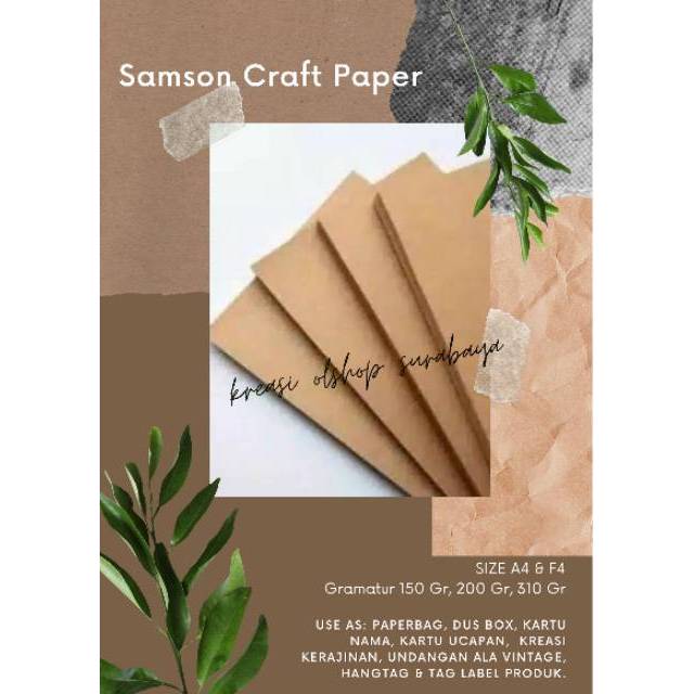 

Kertas Samson / samson craft paper LOKAL - 310Gr UK.F4