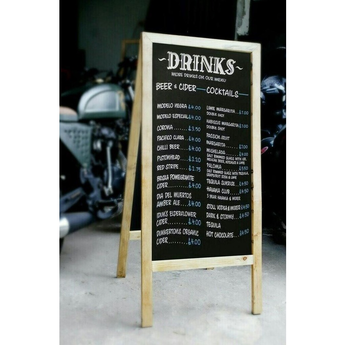 

blackboar papan tulis dobel chalkboard cafe restaurant size 90 X 60 cm