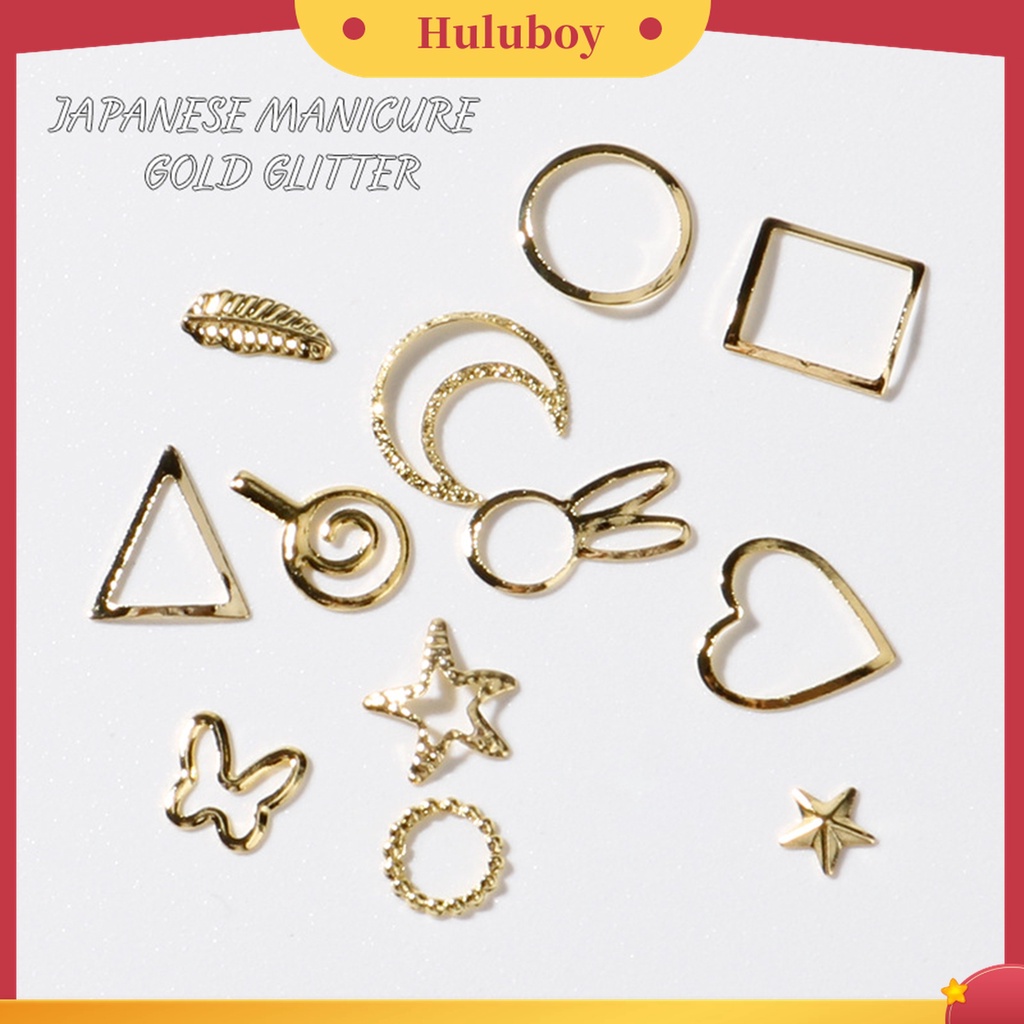 Huluboy Huluboy♡ 100pcs / Set Charms Kuku 3D Efek Glitter Tidak Pudar Bahan Metal Untuk Dekorasi Manicure