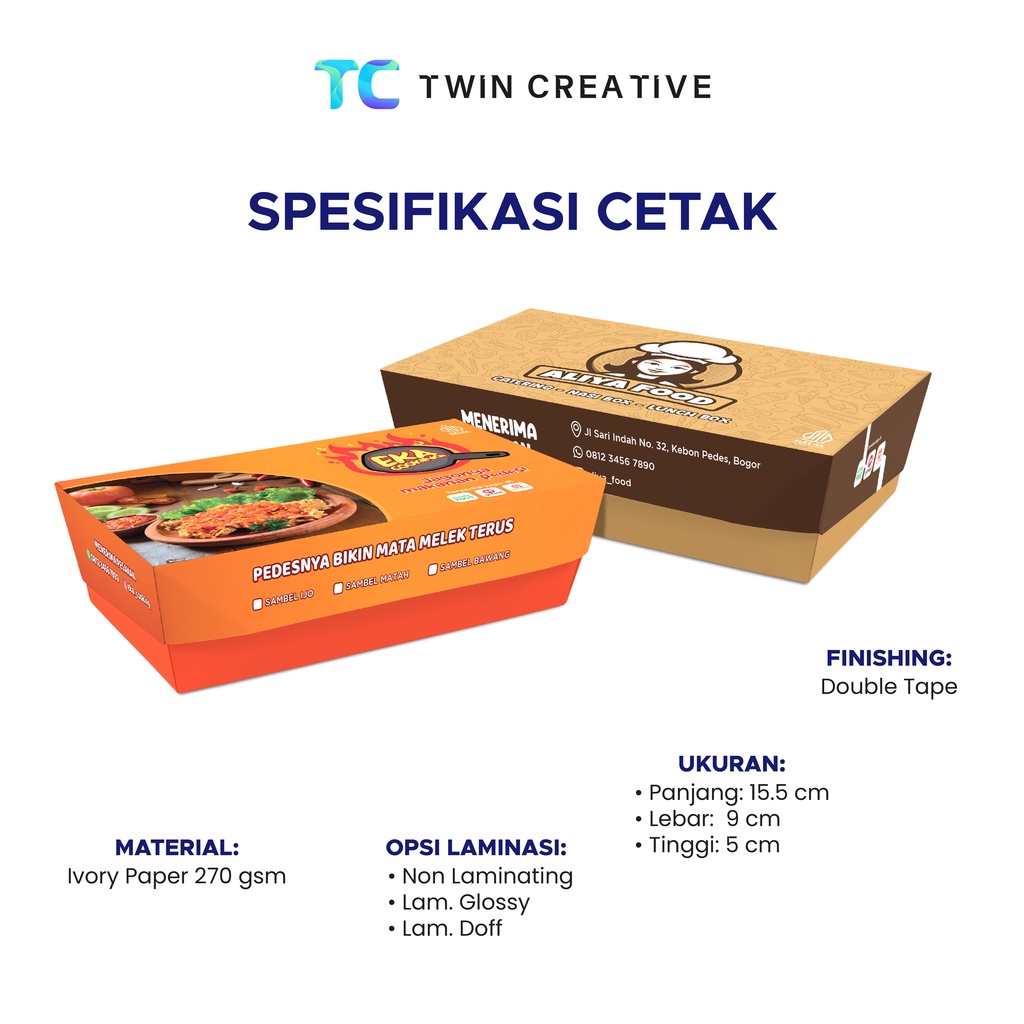 Custom Print Paper Lunch Box Kemasan Kotak Makanan - Packaging Food Pail Rice Box Ivory 270 gsm