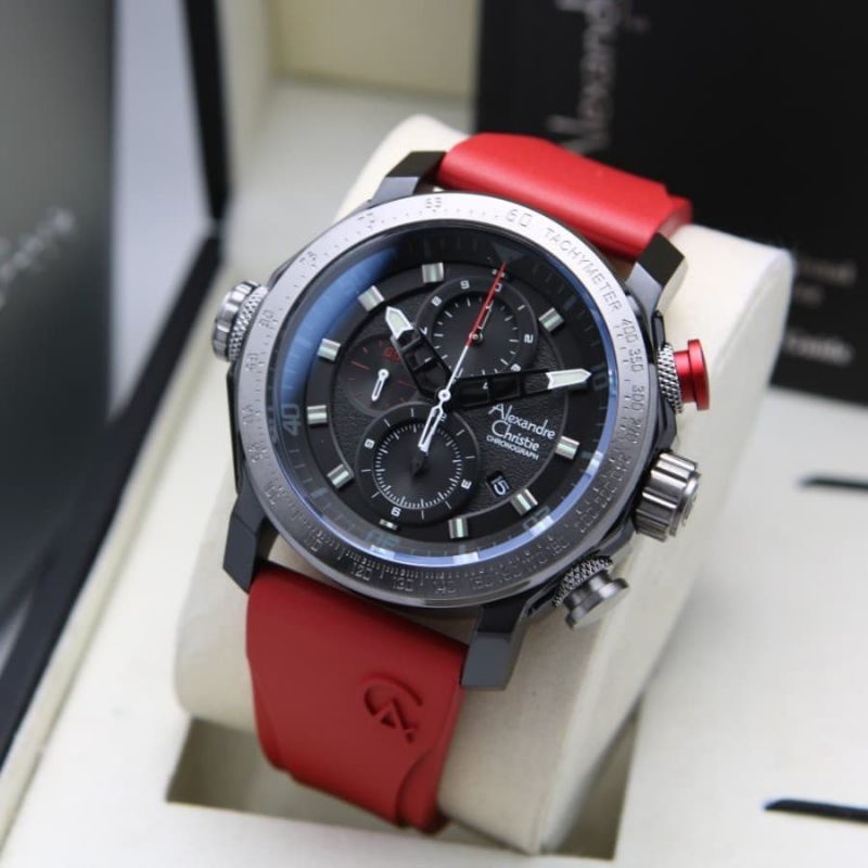 Jam Tangan Alexandre Christie AC 6565 Pria / AC6565 Merah Original