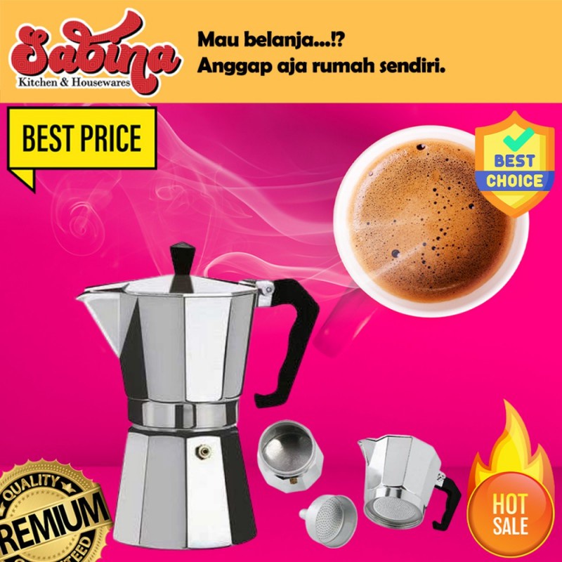 Pot Teko Pembuat Kopi Espresso Coffee Maker Moka Filter 100ml Stainles