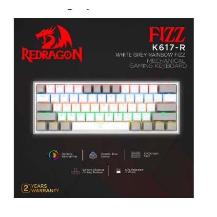 Keyboard gaming redragon mechanical wired usb type-c 60% 61 keys tkl Fizz rainbow k617r k617-r k617